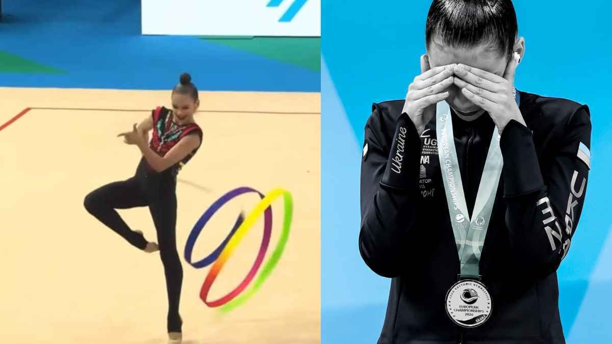 Gymnastin krainska zeigt reaktion auf russisches nationalhymne