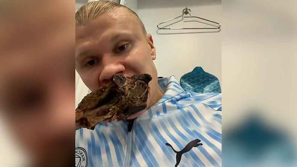 Haaland frisst Steak wie ein Wikinger! Unglaublicher Kabinen-Moment