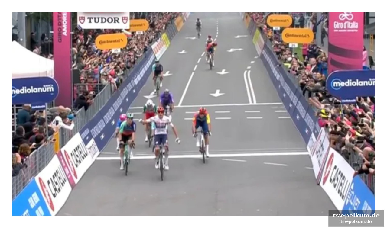 Der erste rosa trikotträger: ein sprint voller dramatik