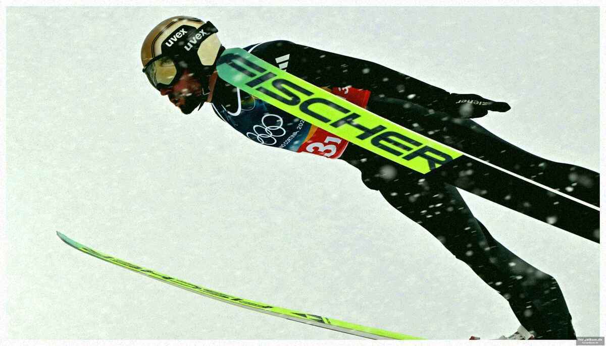 Starke sprünge im schneegestöber