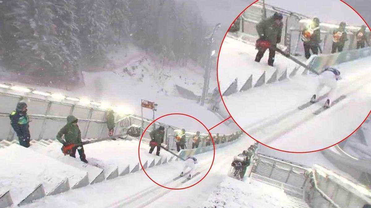 Schrecksmoment bei olympia: us-skispringer loomis knapp an schneebläser vorbei