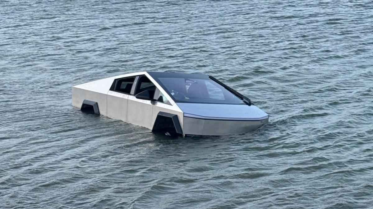 Tesla cybertruck im see: elon musks versprechen versinkt!